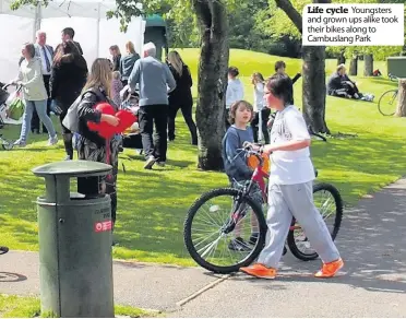  ??  ?? Life cycle Youngsters and grown ups alike took their bikes along to Cambuslang Park