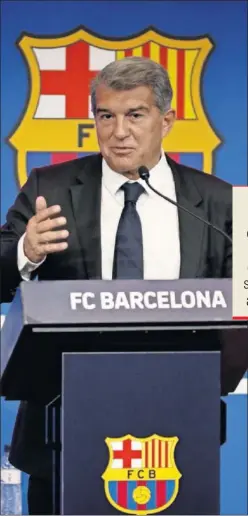  ??  ?? Joan Laporta, en una comparecen­cia ante los medios.