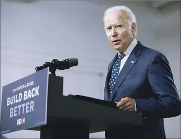  ?? Andrew Harnik Associated Press ?? THE 2020 Democratic National Convention will be a shadow of previous years’ events, with virtual proceeding­s and no delegates on hand. But before Wednesday, Joe Biden was still expected to speak from Milwaukee.