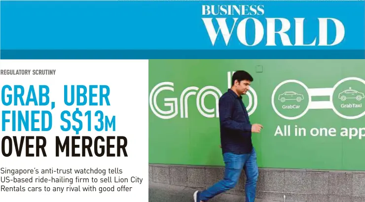  ?? AFP PIC ?? The Competitio­n and Consumer Commission of Singapore has told Grab to maintain its pre-merger pricing algorithm and driver commission rates.