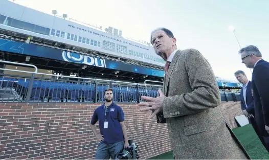  ?? STAFF FILE ?? A year after John Broderick became its president in 2008, Old Dominion resurrecte­d its football program. And last year, the school opened $67.5 million S.B. Ballard Stadium.