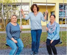  ?? Foto: Peter Stöbich ?? Drei Erzieherin­nen der ersten Stunde sind (von links) Judith Rami, Manuela Mrasek und Martina Klünder.