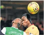  ??  ?? Stephane Omeonga and Sherwin Seedorf battle for the ball
