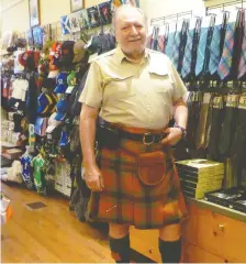  ?? DAVID PARKER ?? Jim Osborne, owner of the Scottish Shoppe & A Little Bit of Ireland, sports the uniform of the 78th Fraser Highlander­s.