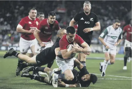  ??  ?? 0 Conor Murray scores a try for the Lions against New Zealand in 2017. The long tours of the past are no longer possible because the rugby calendar is too full to allow 20 or more matches against provincial sides.
