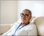  ?? Martin do Nascimento
/ Calmatters ?? Norma Johnson sits in her apartment at the Closer to Home St. Mary’s Center transition­al housing in West Oakland on Jan. 12.