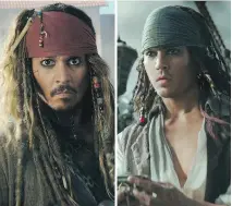  ?? DISNEY ?? Jack Sparrow is seen at two stages of his life in Pirates of the Caribbean: Dead Men Tell No Tales. Johnny Depp is the latest actor to get the drastic de-aging treatment on the big screen.