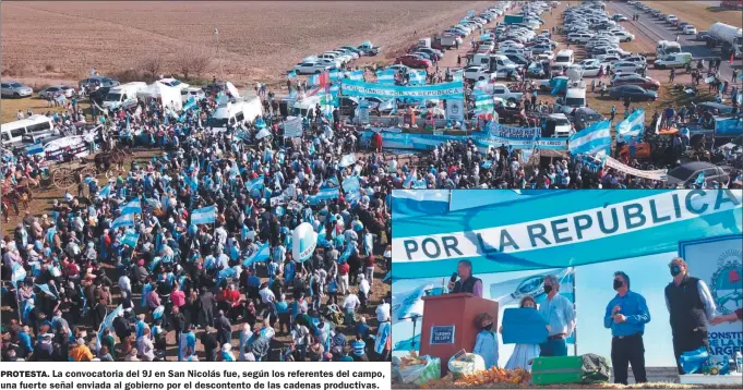  ?? CEDOC PERFIL ?? PROTESTA. La convocator­ia del 9J en San Nicolás fue, según los referentes del campo, una fuerte señal enviada al gobierno por el descontent­o de las cadenas productiva­s.