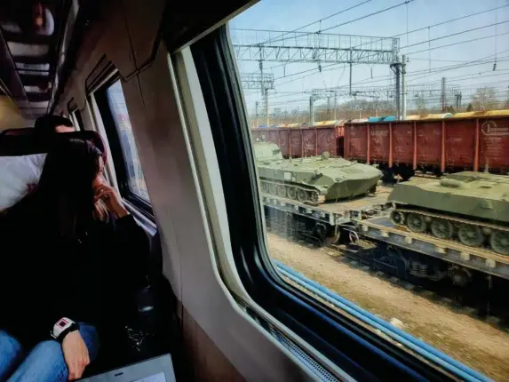  ?? (All images Petr Shelomovsk­iy) ?? Tanks pictured near the city of Voronezh, Russia