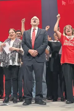  ??  ?? Jeremy Corbyn sings The Red Flag Photograph: Leon Neal/Getty Images