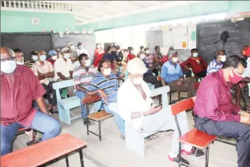  ??  ?? Some of the residents gathered at Gangaram Village, East Canje Berbice for the community meeting with Minister Ashni Singh on Friday