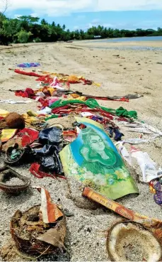  ??  ?? Rubbish left behind on Saweni beach by worshipper­s.