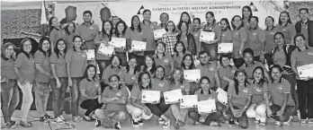  ?? CONTRIBUTE­D PHOTO ?? EQUIPPED AND READY. The Overseas Workers Welfare Administra­tion 11 held a three-day Basic Counseling Skills and Welfare Case Management Training last May 16 to 18, 2018 at the Grand Regal Hotel, Lanang, Davao City to equip care bearers in assisting...