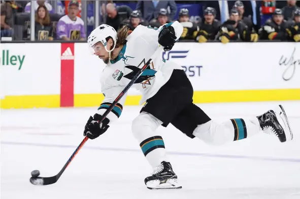  ?? CHRISTIAN PETERSEN/GETTY IMAGES ?? Defenceman Erik Karlsson has yet to make a significan­t impact with the San Jose Sharks, with just two goals and 13 assists in 26 games.