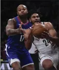  ?? FRANK FRANKLIN II — AP ?? The Clippers’ P.J. Tucker, left, made his trade demands public and Thursday the NBA fined him $75,000.