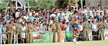  ??  ?? Security was heavy at the Milo Presidents Trophy final - Pic by Amila Gamage