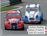  ??  ?? Graham (leading) battled a Proietti in both 2CV contests