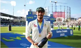  ?? Photograph: Gareth Copley/Getty Images ?? Mitchell Starc after being named the Australia player of the series.