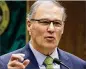  ??  ?? GOV. JAY INSLEE Pitched his progressiv­e record during a visit Saturday to the early caucus state of Nevada.