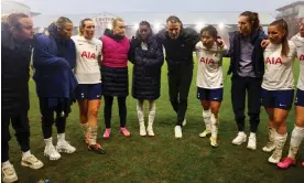  ?? Photograph: Simon Dael/Tottenham Hotspur FC/Shuttersto­ck ?? Robert Vilahamn marshals his team before their FA Cup quarter-final against Manchester City at Brisbane Road.