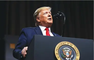  ?? (AFP) ?? US President Donald Trump speaks at the Economic Club of New York in New York City, US on Tuesday