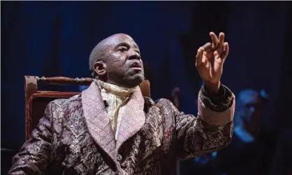 ??  ?? Lucian Msamati as Antonio Salieri in Peter Shaffer’s Amadeus, directed by Michael Longhurst. It is available free on YouTube until 23 July as part of the National Theatre at Home initiative. Photograph: Marc Brenner
