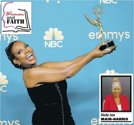  ?? (Photo: AP) ?? Sheryl Lee Ralph poses in the press room with the award for outstandin­g supporting actress in a comedy series for “Abbott Elementary” at the 74th Primetime Emmy Awards on Sept 12 at the Microsoft Theater in Los Angeles. actress; I am a woman, I am a doctor; I am a woman, I am prime minister.” Let’s commit to acting on that belief and knowing where we belong.