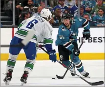  ?? ANDA CHU — STAFF PHOTOGRAPH­ER ?? The Sharks’ Erik Karlsson returned to the lineup Saturday against Vancouver after missing the past nine games with a groin injury. Karlsson hadn’t played since Jan. 16against Arizona.