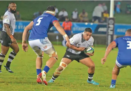  ?? Photo: Ronald Kumar ?? Sam Matavesi on attack against Samoa at the ANZ Stadium in Suva on August 10, 2019.