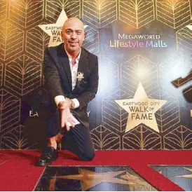  ?? — Photos from Eastwood City’s Facebook page ?? Jo Koy receiving a star on the Eastwood Walk of Fame, after which he donated about P2M to the nonprofit Movie Workers Welfare Foundation, Inc.