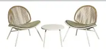  ?? ?? Inspiratio­n from mid-century modern design is on trend for outdoor furnishing­s. Ixtapa Outdoor 3-Piece Seating Set, $280, www.homesense.ca