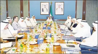  ?? Photo from PM’s Diwan ?? His Highness the PM Sheikh Jaber Al-Mubarak Al-Sabah chairs the weekly Cabinet meeting.