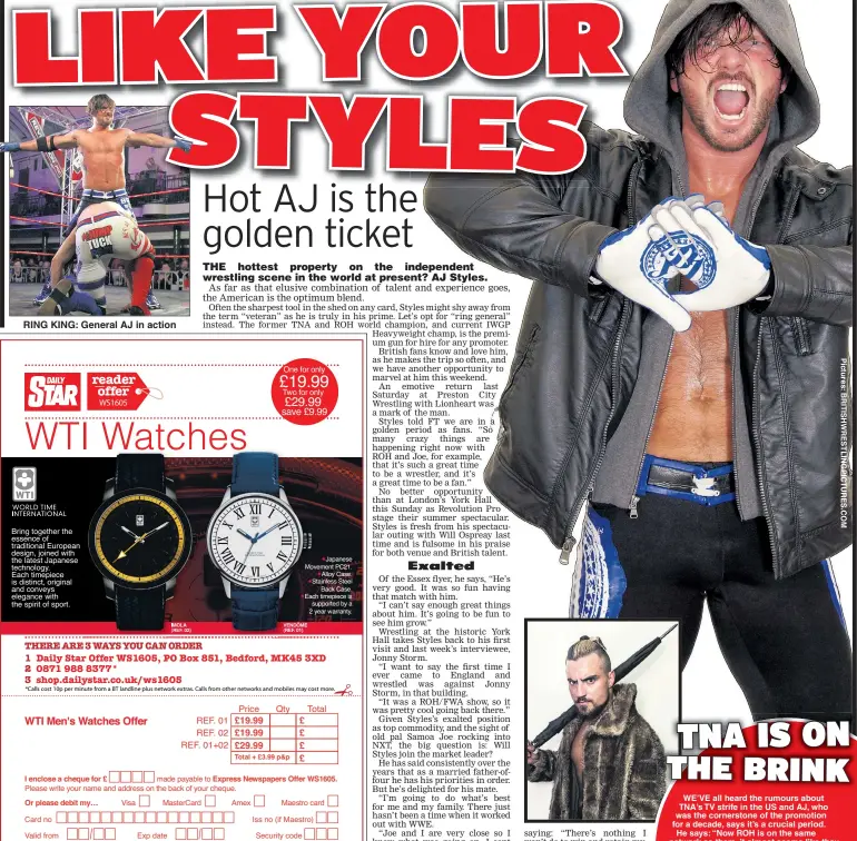  ??  ?? RING KING: General AJ in action REF. 01 REF. 02 REF. 01+02
Price £19.99 £19.99 £29.99
Qty
Total £ £ £ £