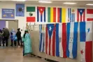  ?? Photograph: Rebecca Noble/Reuters ?? Migrants line up into the dining area at Casa Alitas in Tucson, Arizona, on Friday.