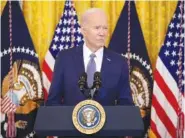  ?? AP PHOTO/EVAN VUCCI ?? President Joe Biden speaks about Russian sanctions during an event Friday with the National Governors Associatio­n in the East Room of the White House in Washington.