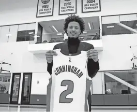  ?? KIRTHMON F. DOZIER/DETROIT FREE PRESS ?? The Pistons introduced first-round pick Cade Cunningham at a news conference July 30.