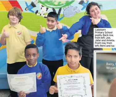  ??  ?? Ladybarn Primary School pupils. Back row, from left: Joe, Jafar and Amelia. Front row, from left: Remi and Isa