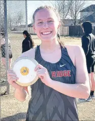  ?? Courtesy photograph ?? Lady Blackhawk senior Dallice White finished second in shot put and third in discus at the Springdale Invitation­al. Her discus throw of 104’9” prequalifi­ed her for the 4A State meet, according to coach Heather Wade.
