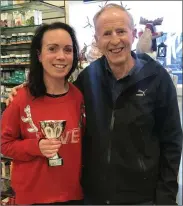  ??  ?? Michael Carney presents Aisling Van Rensburg with The Club Female Athlete of the Year award.