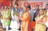  ?? HT ?? Chief minister Yogi Adityanath campaignin­g in Khatauli for BJP candidate Rajkumari Saini on Wednesday.