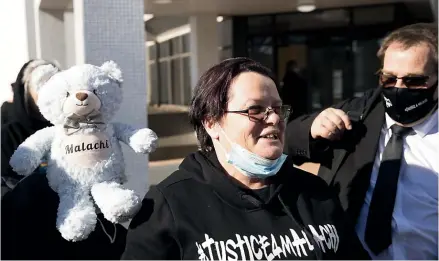  ?? ?? Malachi’s aunt, Helen Menzies, outside the High Court at Rotorua yesterday, when Michaela Barriball and Sharron Barriball were sentenced.