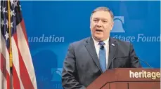  ?? FOTO: AFP ?? US-Außenminis­ter Mike Pompeo stellt zwölf Forderunge­n an Iran.