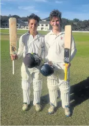  ??  ?? BIG HITTERS: James Mullins, left, and Callum Francis both scored centuries to help St Andrew’s defeat Graeme by eight wickets in their schools cricket match in Grahamstow­n on November 3