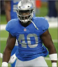  ?? ASSOCIATED PRESS FILE PHOTO ?? Middle linebacker Jarrad Davis is back with the Detroit Lions after a year ago, signing as a free agent recently. Davis, a first-round draft pick in 2017, spent last season with the New York Jets.
