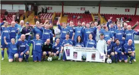  ??  ?? The Blue Lagoon team, who won the Paddy McCarrick charity match after playing the Sligo University Hospital team in the Showground­s on August 19th.