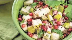  ?? ?? Spicy pear and cilantro salsa.