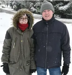  ??  ?? Libby and Jerry O’Connor well attired for the Millstreet Snow Fest at Deer Park. Picture John Tarrant