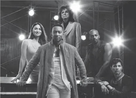  ?? NBC ?? John Legend as Jesus Christ, clockwise from front centre, Sara Bareilles as Mary Magdalene, Alice Cooper as King Herod, Brandon Victor Dixon as Judas Iscariot and Jason Tam as Peter will perform in Jesus Christ Superstar Live in Concert, airing Sunday.
