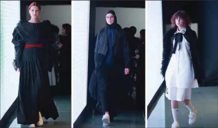  ??  ?? Models on the runway of Saudi Arabia’s fashion week