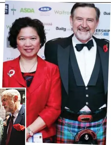  ?? ?? Friends in high places: Christine Lee and Brent North MP Barry Gardiner. Left, with then-Labour leader Jeremy Corbyn